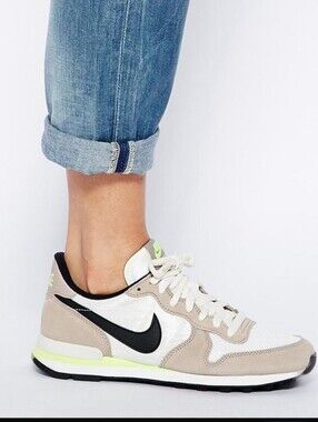Nike x J.Crew Internationalist Sneakers White  Black Neon Green Women's 9